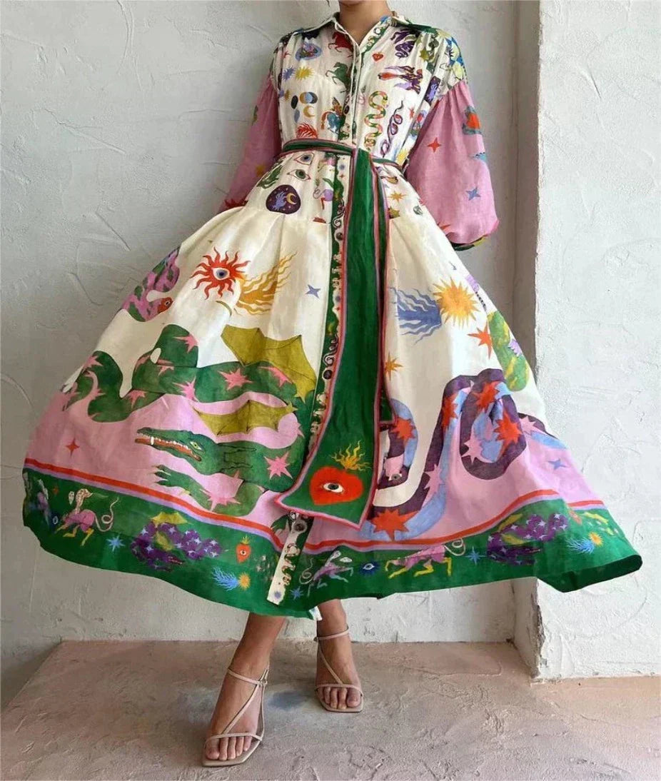 Vienna Women's Printed Maxi Dress - back view