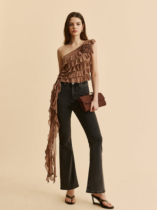 Selma Women's Ruffled Top - styled view