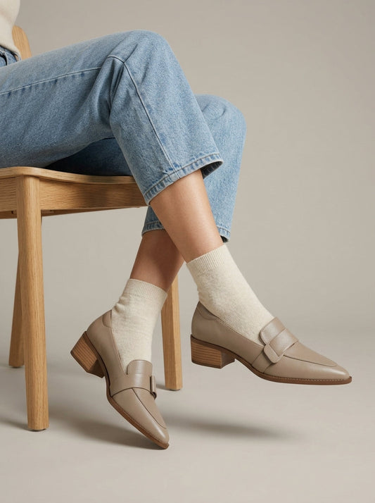 Bijou Women's Chunky Heel Loafers - styled view