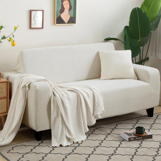 Narrow Jacquard White Couch Cover