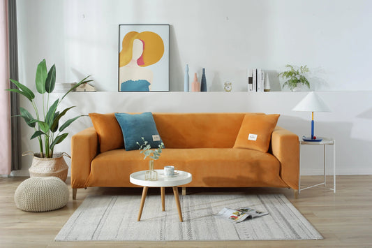 Velvet Orange Couch Cover