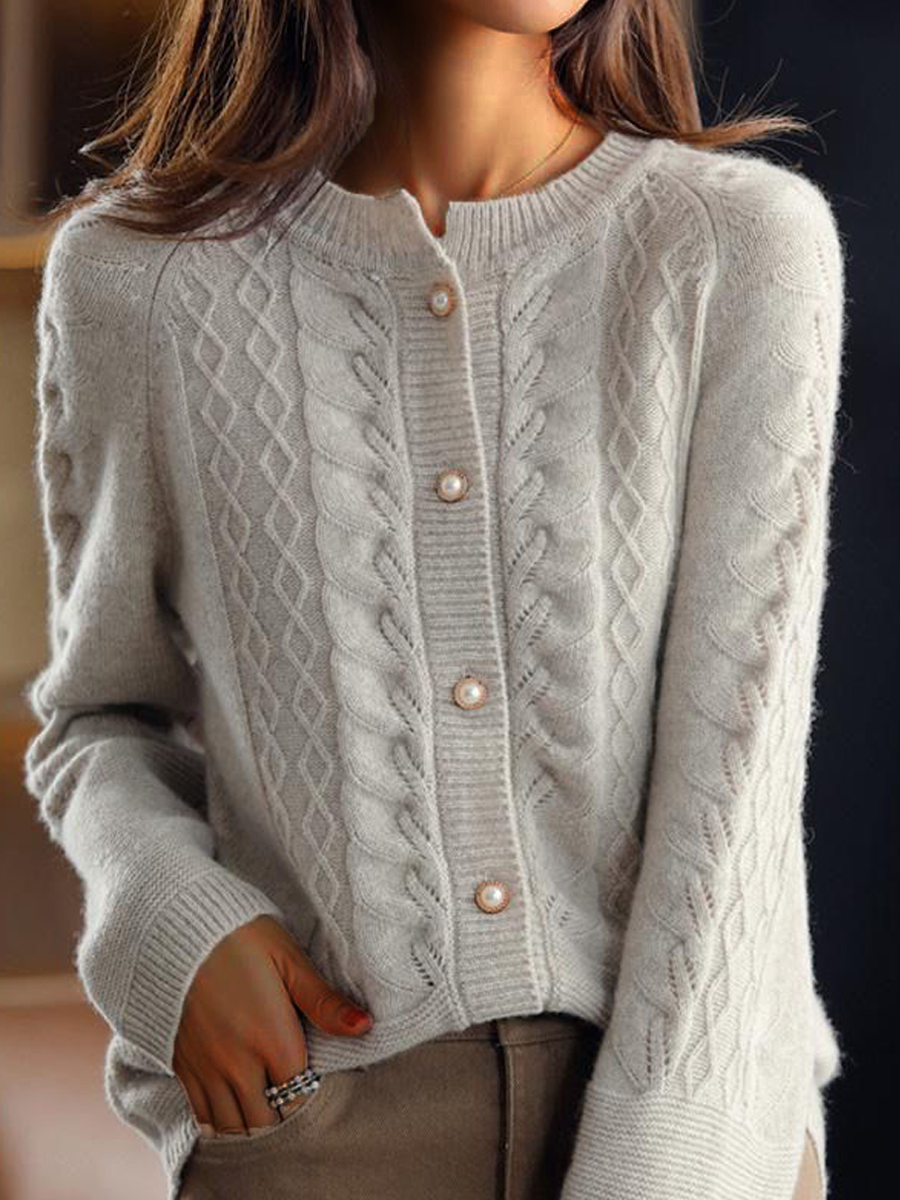 Elena Women's Cable Knit Cardigan - back view