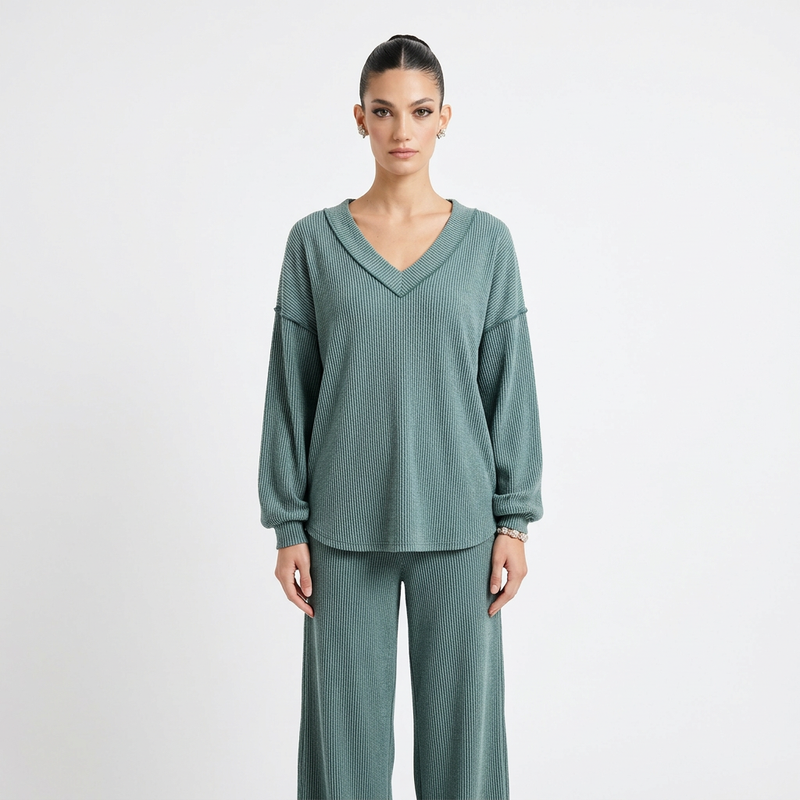 Blair Women's Lounge Set | Cord Rib, Contrast Stitching