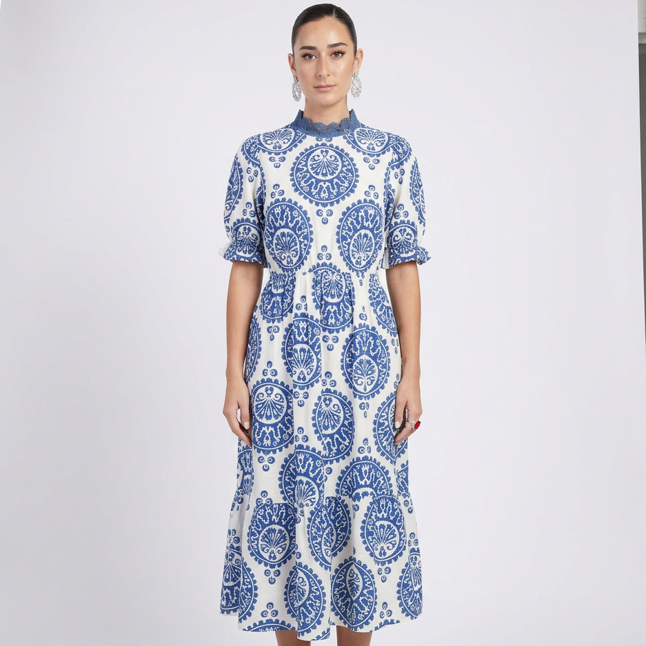 Robe Midi Femme Uara | Taille Froncée, Imprimé Paisley