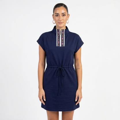 Robe à Manches Dolman Femme Udele | Détail Zip Brodé, Taille Ajustable