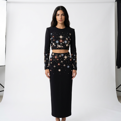 Ensemble robe pour femmes Cora | Élégant deux pièces, veste à manches longues, jupe crayon