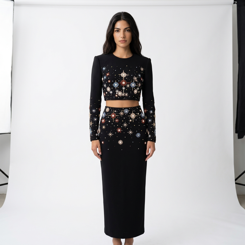 Ensemble robe pour femmes Cora | Élégant deux pièces, veste à manches longues, jupe crayon