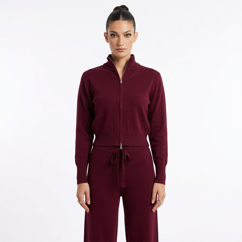 Demi Women's Zip-Up Knit Cardigan | Full-Length Zipper, Ribbed Hem Cuffs