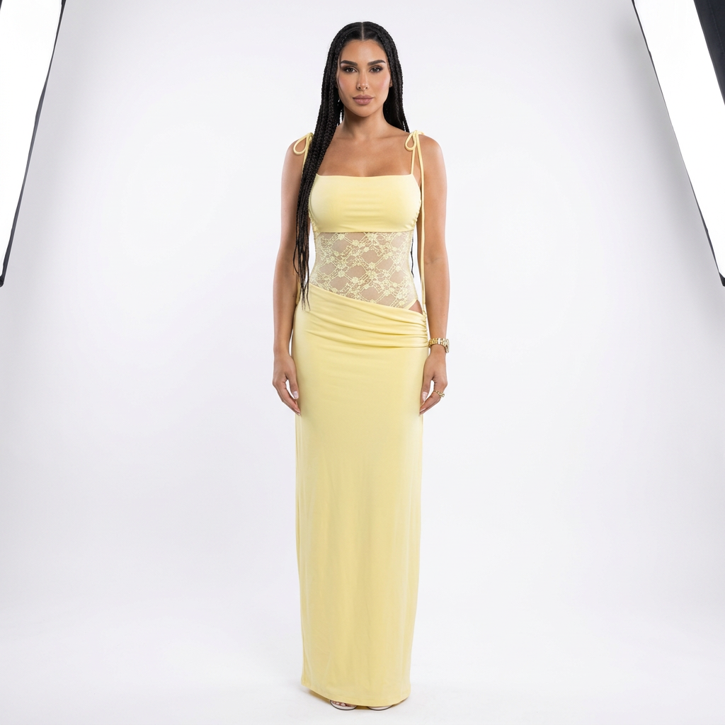 Robe maxi pour femmes Ella | Découpes en dentelle, fête d'été