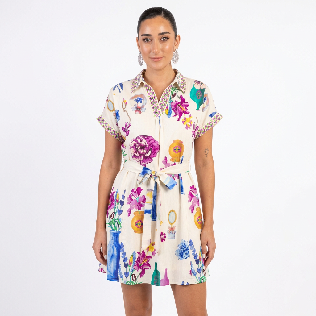 Robe Mini Femme Ulani | Imprimé Floral, Mélange de Rayonne