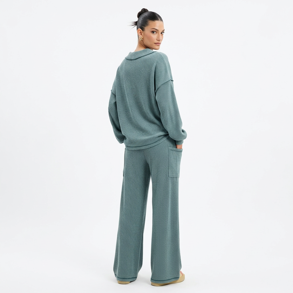 Blair Women's Lounge Set | Cord Rib, Contrast Stitching