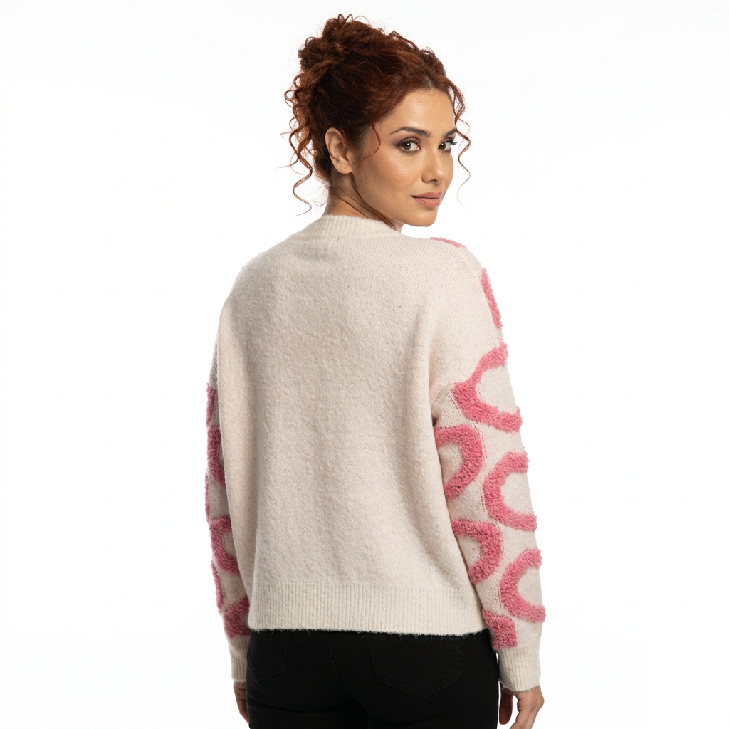 Cardigan femme Cora | Imprimé cœur texturé, boutons en forme de cœur