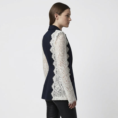 Blazer Femme Daisy | Patchwork en Dentelle à Revers, Coupe Ajustée