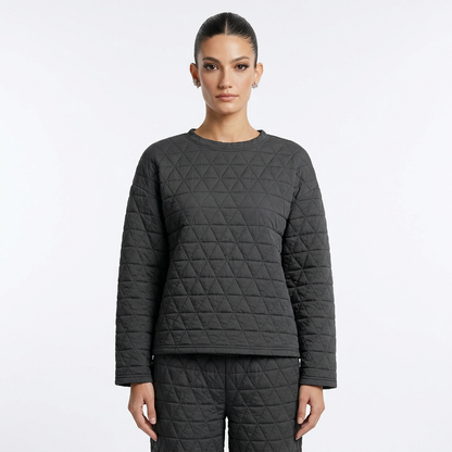 Conjunto de lounge para mujer Eliana | Punto acolchado geométrico, conjunto de dos piezas