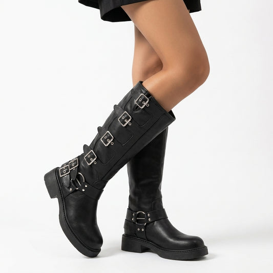 Bottes Cowboy Femme Rosa | Talon Chunky en Cuir, Bout Rond