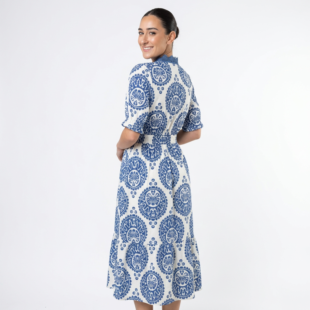 Robe Midi Femme Uara | Taille Froncée, Imprimé Paisley