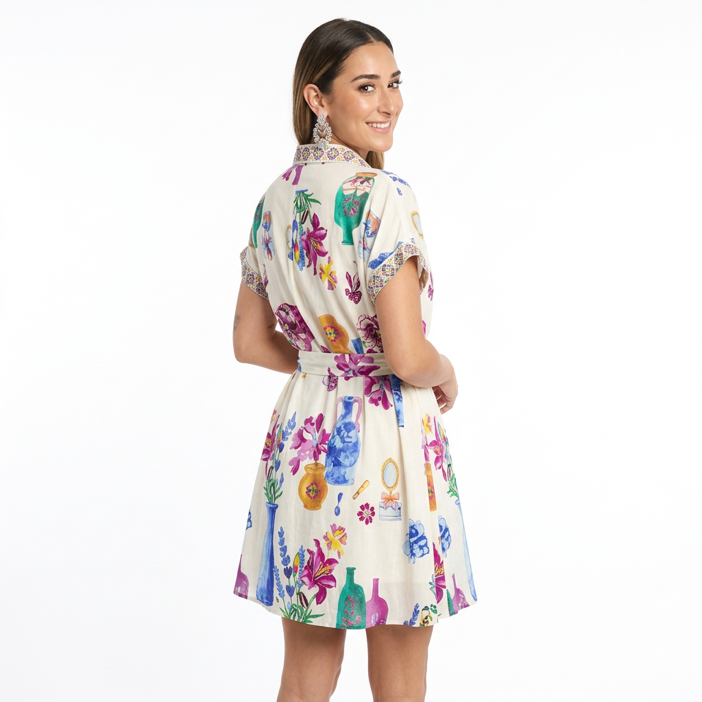 Robe Mini Femme Ulani | Imprimé Floral, Mélange de Rayonne