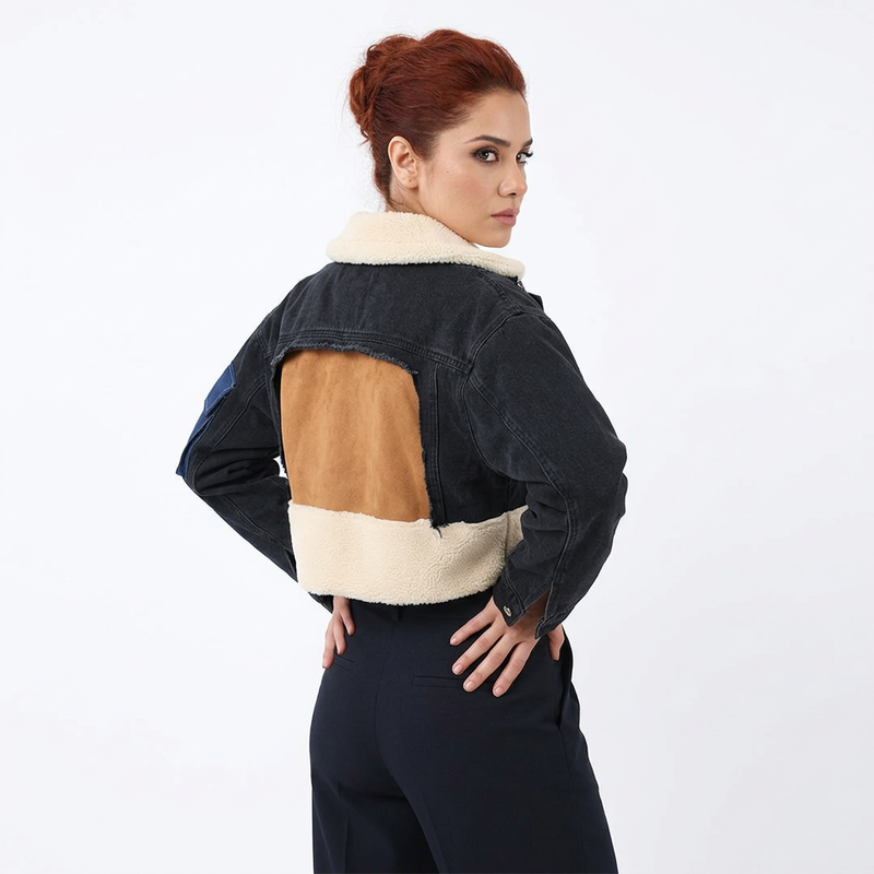 Abrigo de Lana para Mujer Daisy | Corte Ajustado, Diseño de Patchwork Chic