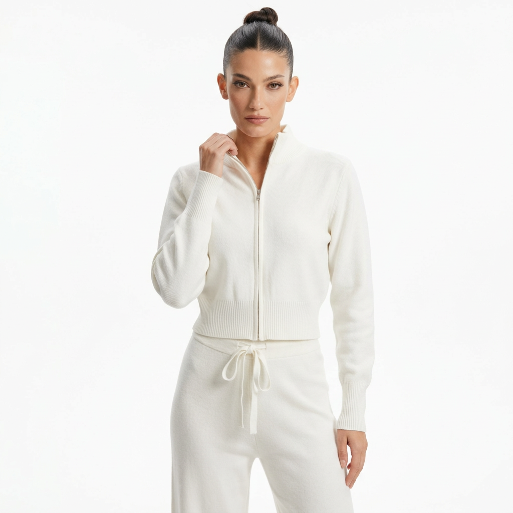 Demi Women's Zip-Up Knit Cardigan | Full-Length Zipper, Ribbed Hem Cuffs