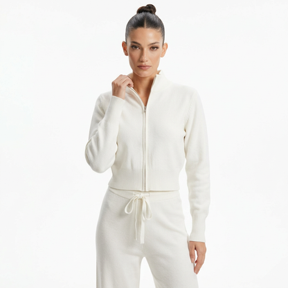 Demi Women's Zip-Up Knit Cardigan | Full-Length Zipper, Ribbed Hem Cuffs