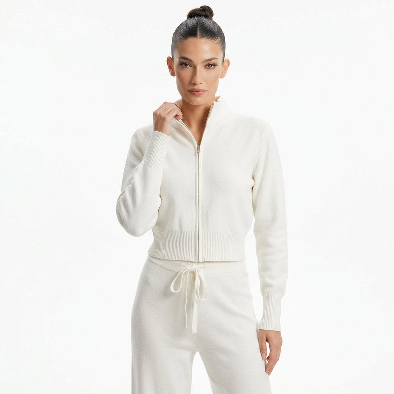 Demi Women's Zip-Up Knit Cardigan | Full-Length Zipper, Ribbed Hem Cuffs