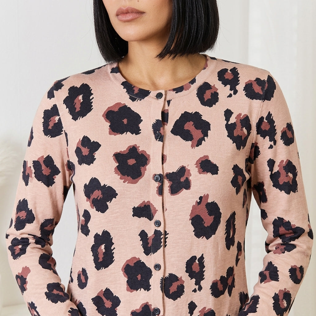 Cardigan long femme Dara | Boutonnage imprimé, tricot luxueux