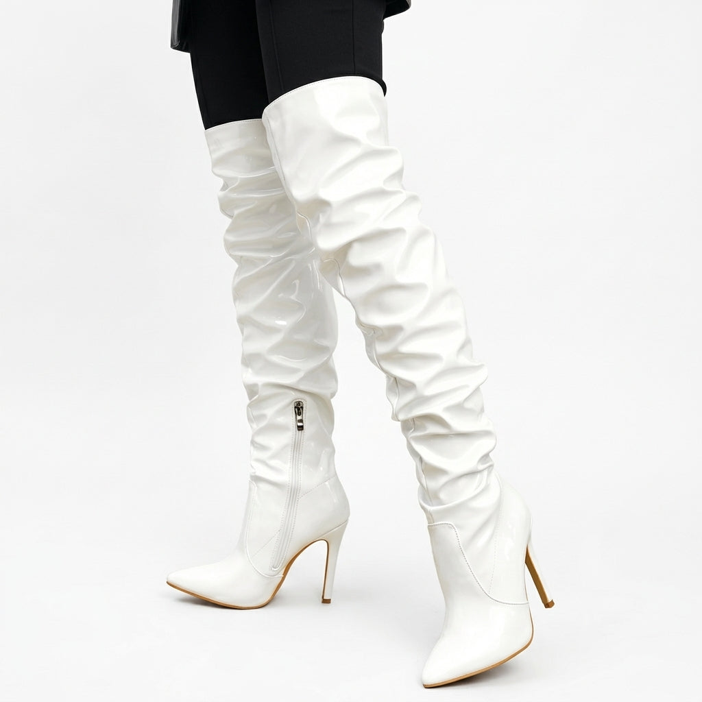 Botas Negras Altas para Mujeres Eilyken | Cuero Charol, Tacones Altos