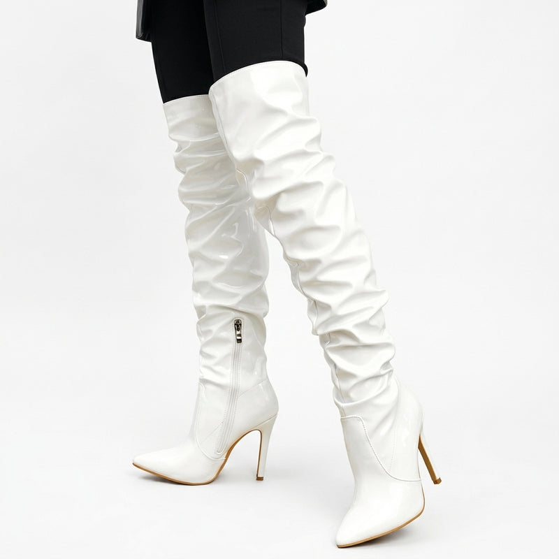 Botas Negras Altas para Mujeres Eilyken | Cuero Charol, Tacones Altos