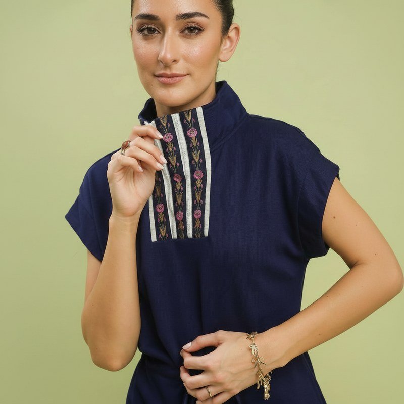 Robe à Manches Dolman Femme Udele | Détail Zip Brodé, Taille Ajustable