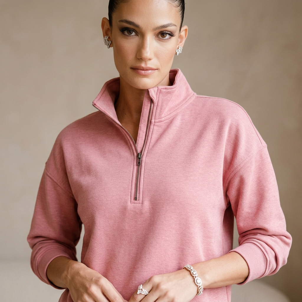 Ensemble jogger scuba femme Zia | Pull demi-zip, maille premium