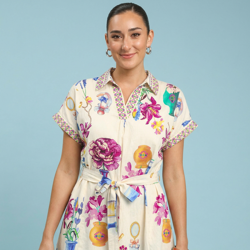 Robe Mini Femme Ulani | Imprimé Floral, Mélange de Rayonne