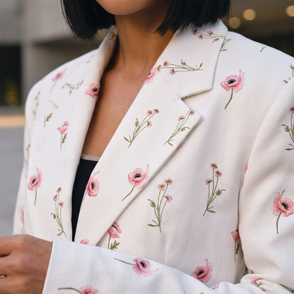 Chaqueta de Traje para Mujeres Lara | Estampado Floral, Corte Oversized