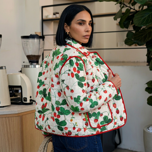 Veste matelassée pour femme Poppy | Imprimé floral, coupe carrée décontractée