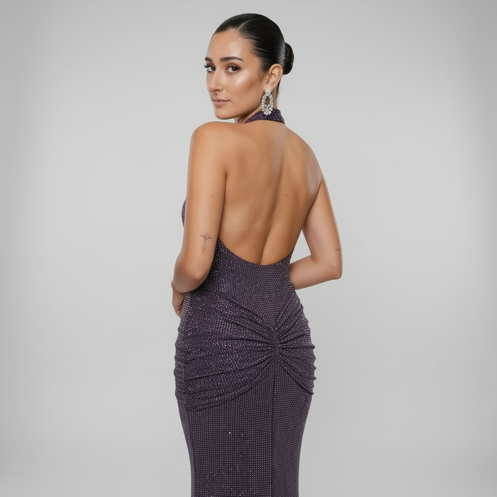 Robe cocktail pour femmes Daisy | Dos nu ajusté, maxi longue au sol