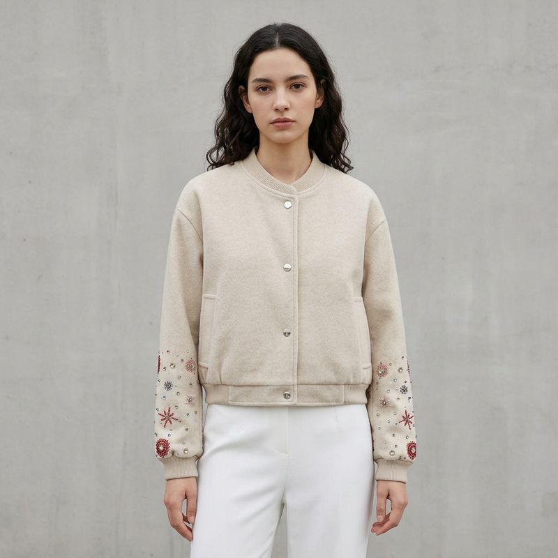 Chaqueta de Mujer Mila | Bomber de Tweed Cortada, Diseño Elegante