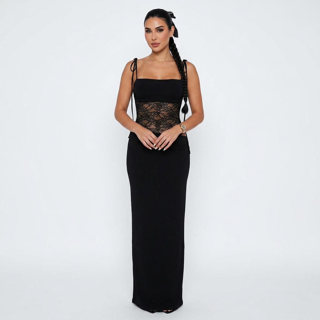 Robe maxi pour femmes Ella | Découpes en dentelle, fête d'été