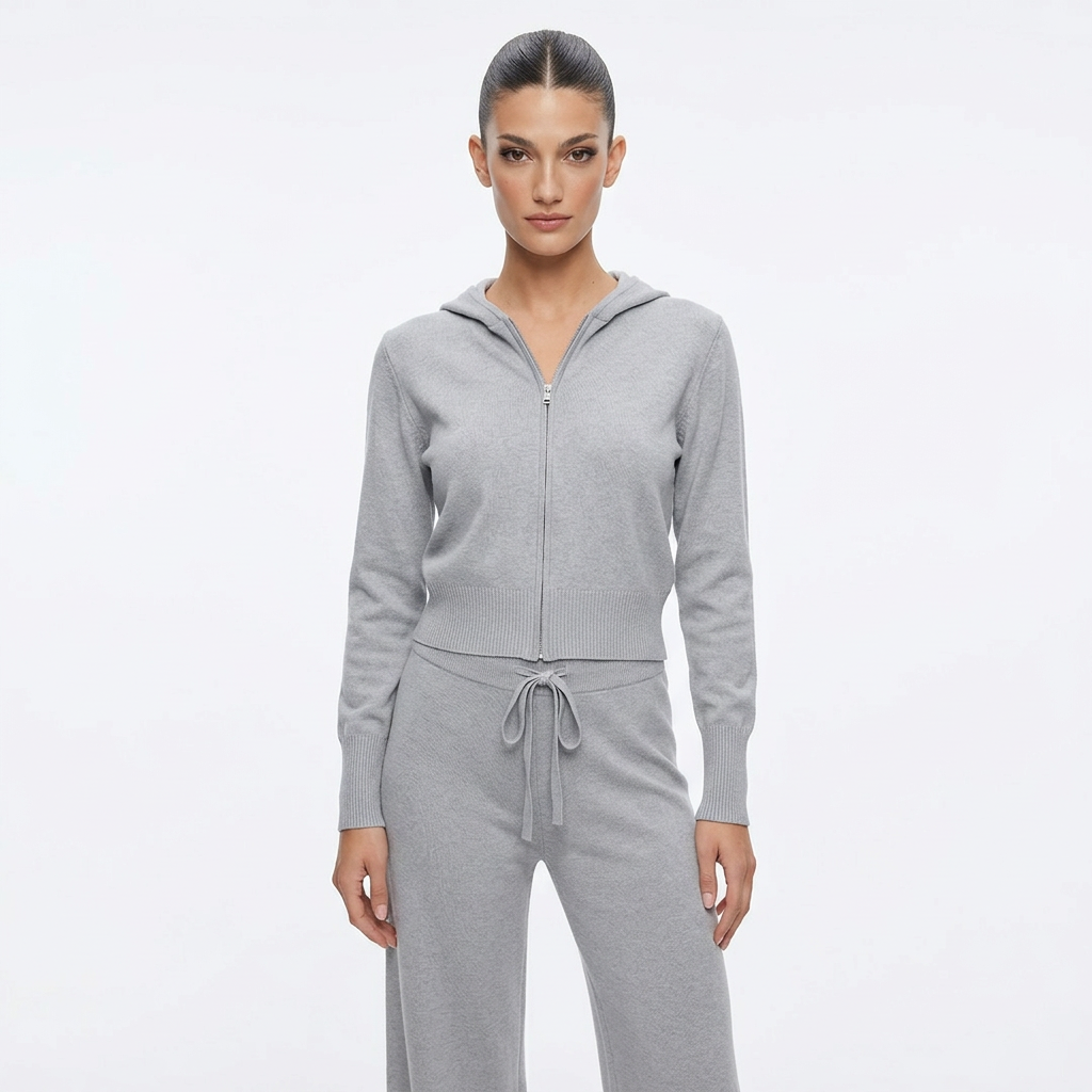 Demi Women's Zip-Up Knit Cardigan | Full-Length Zipper, Ribbed Hem Cuffs