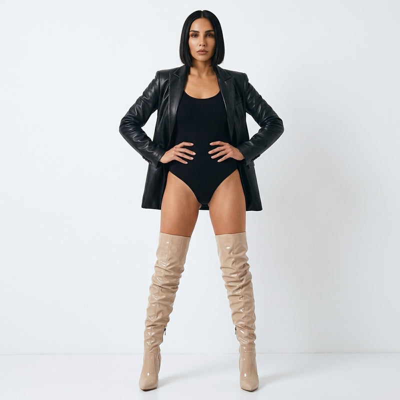 Botas Negras Altas para Mujeres Eilyken | Cuero Charol, Tacones Altos