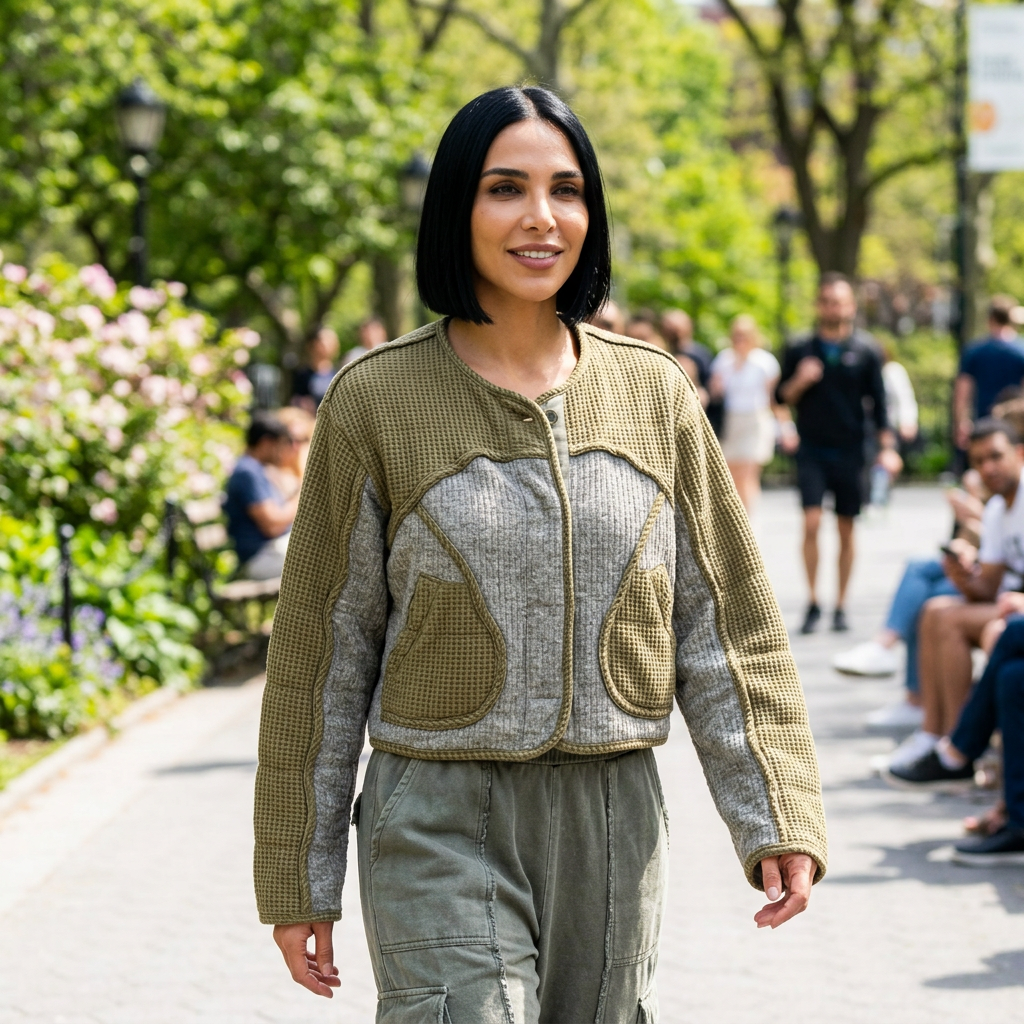 Veste Patchwork Femme Petra | Maille Matelassée, Zip Col V