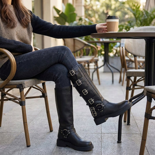 Bottes Cowboy Femme Rosa | Talon Chunky en Cuir, Bout Rond