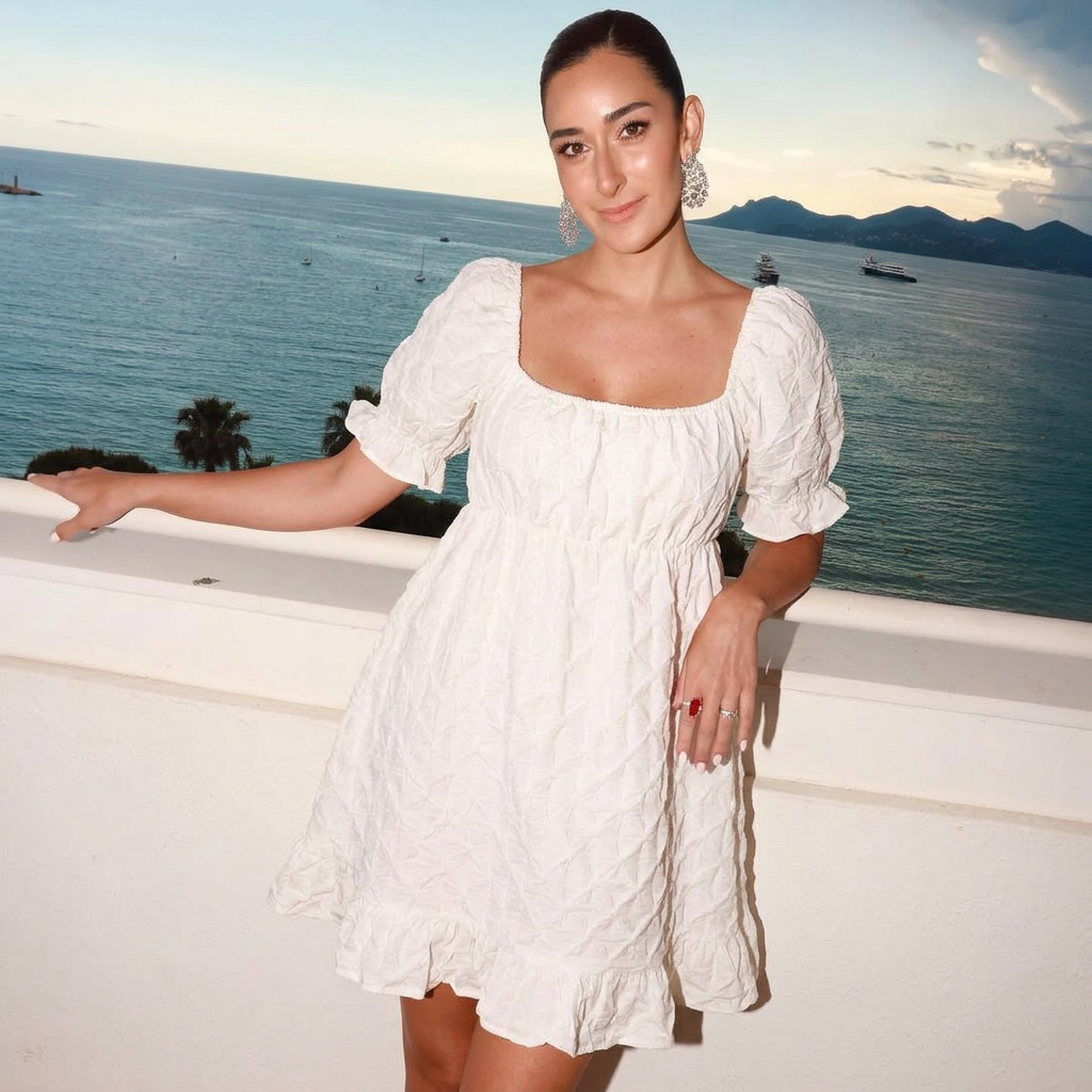 Robe Mini Femme Sienna | Fronces Tissées Texturées, Volant Froncé