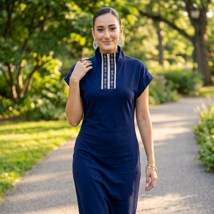 Robe à Manches Dolman Femme Udele | Détail Zip Brodé, Taille Ajustable