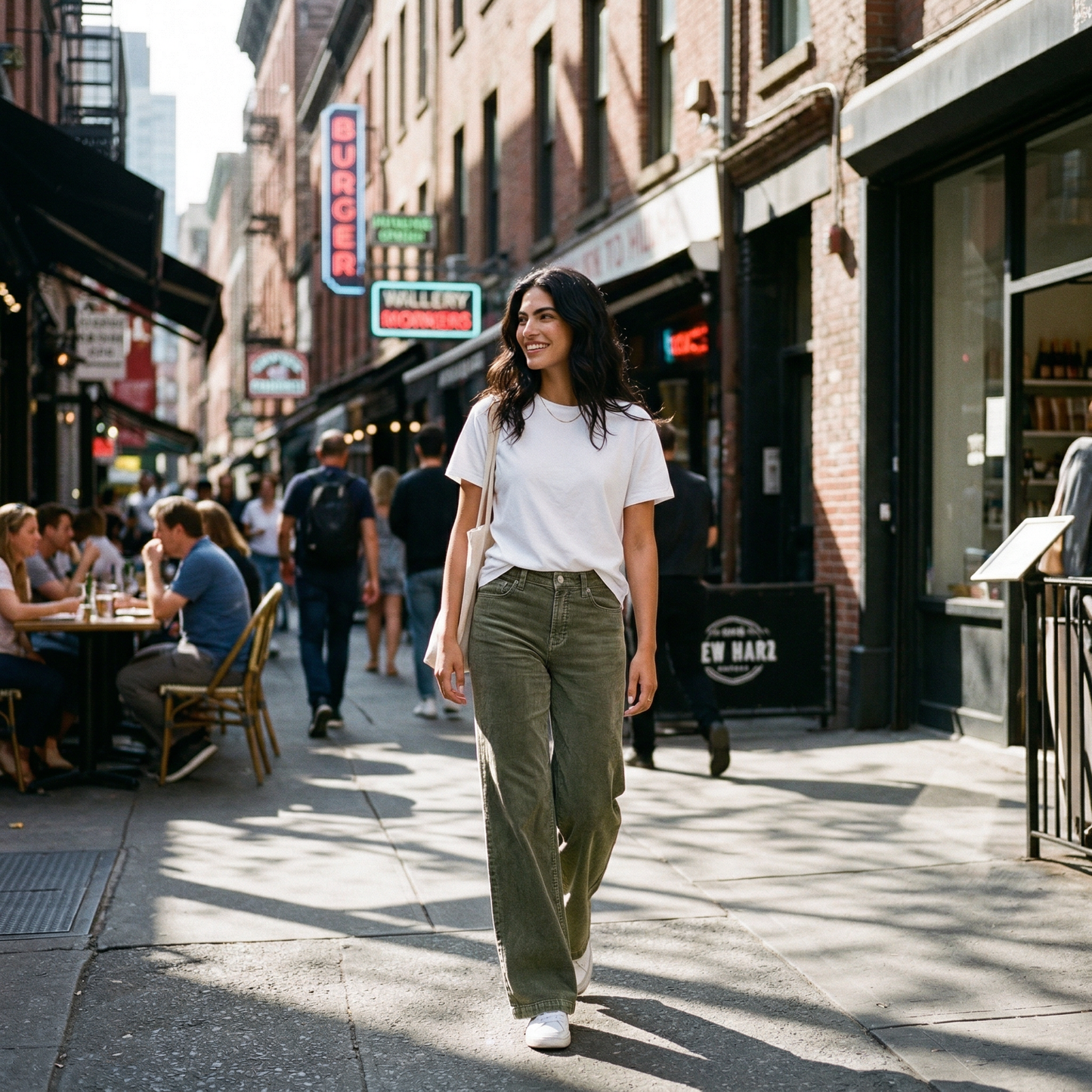 Jean Large Taille Haute en Velours Côtelé pour Femme Raina | Mélange de Coton Texturé, Grandes Tailles