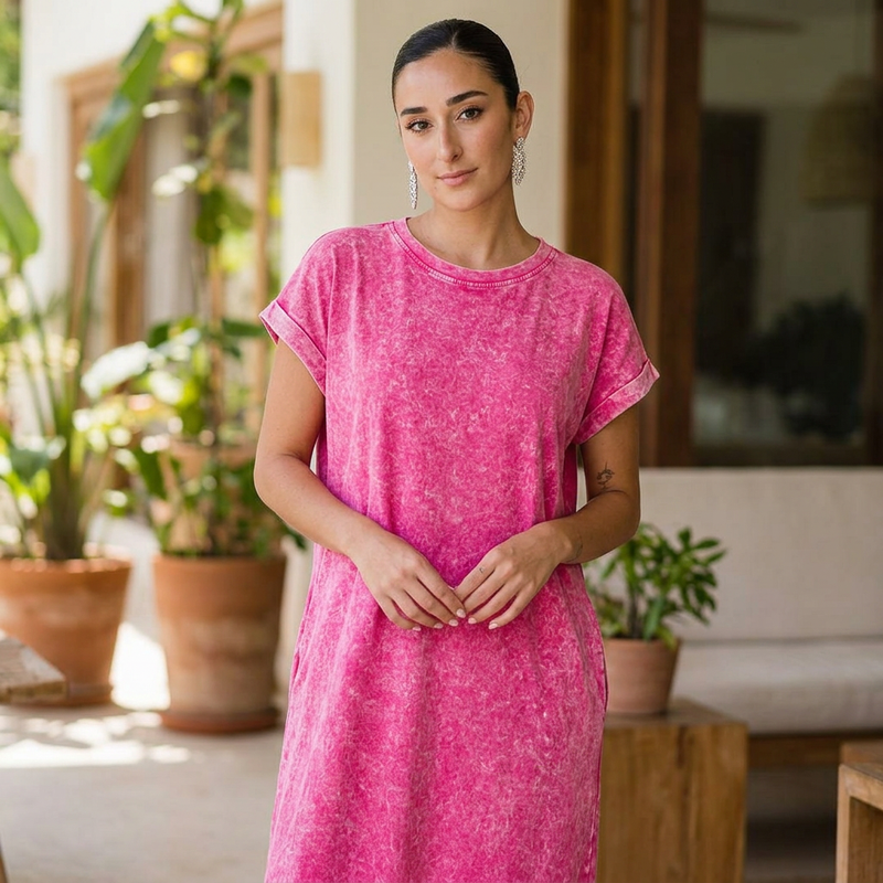 Robe T-Shirt Femme Zola | Couture Apparente, Coton Lavé