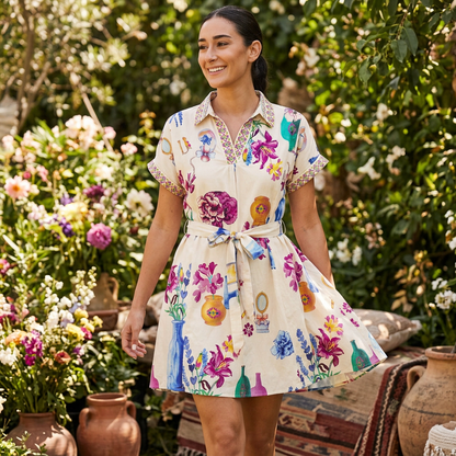 Robe Mini Femme Ulani | Imprimé Floral, Mélange de Rayonne