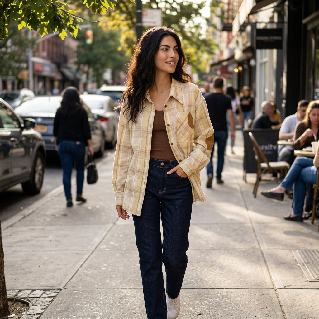 Camisa de Franela para Mujer Evelyn | Cuadros en Bloque de Color, Corte Oversized