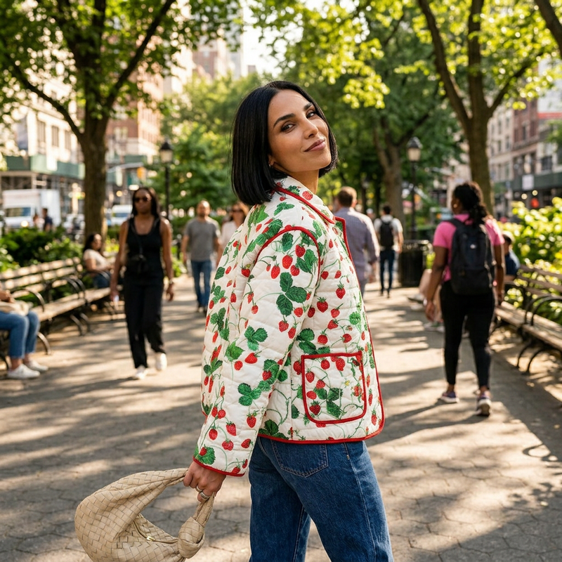 Bay Poppy Women's Floral Print Jacket | Boxy Fit, Casual Outerwear