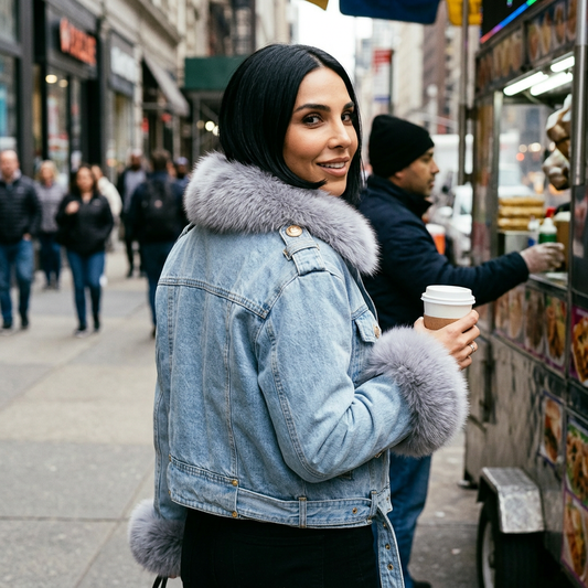 Chaqueta de Mezclilla para Mujer Nina | Cuello de Piel Sintética, Parka Cálida