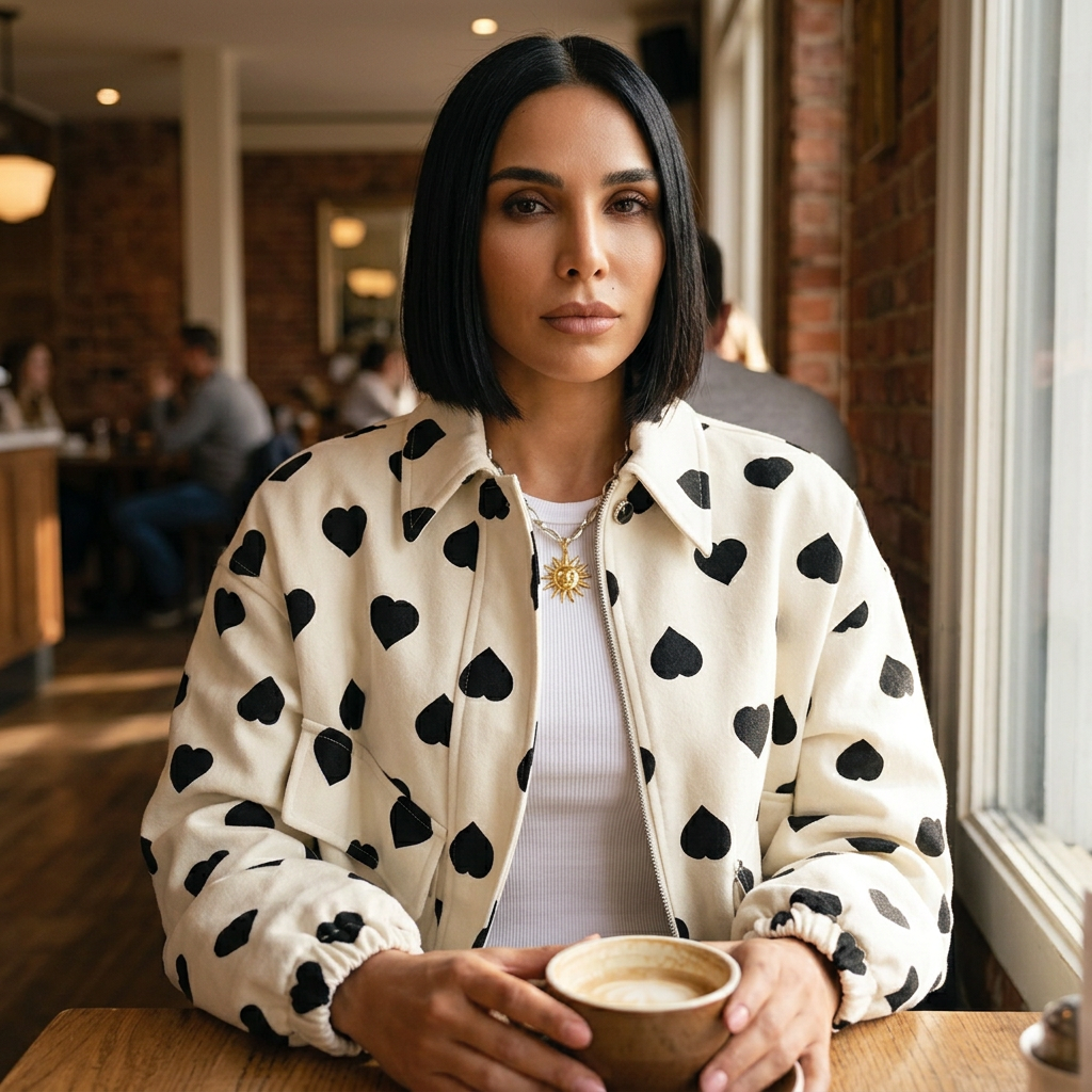 Manteau Femme Ava | Motif à Pois, Vêtement d'Extérieur d'Hiver Décontracté