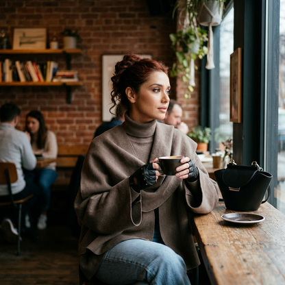 Cape-manteau pour femme Ava | Tissu tricoté chaud, col écharpe élégant